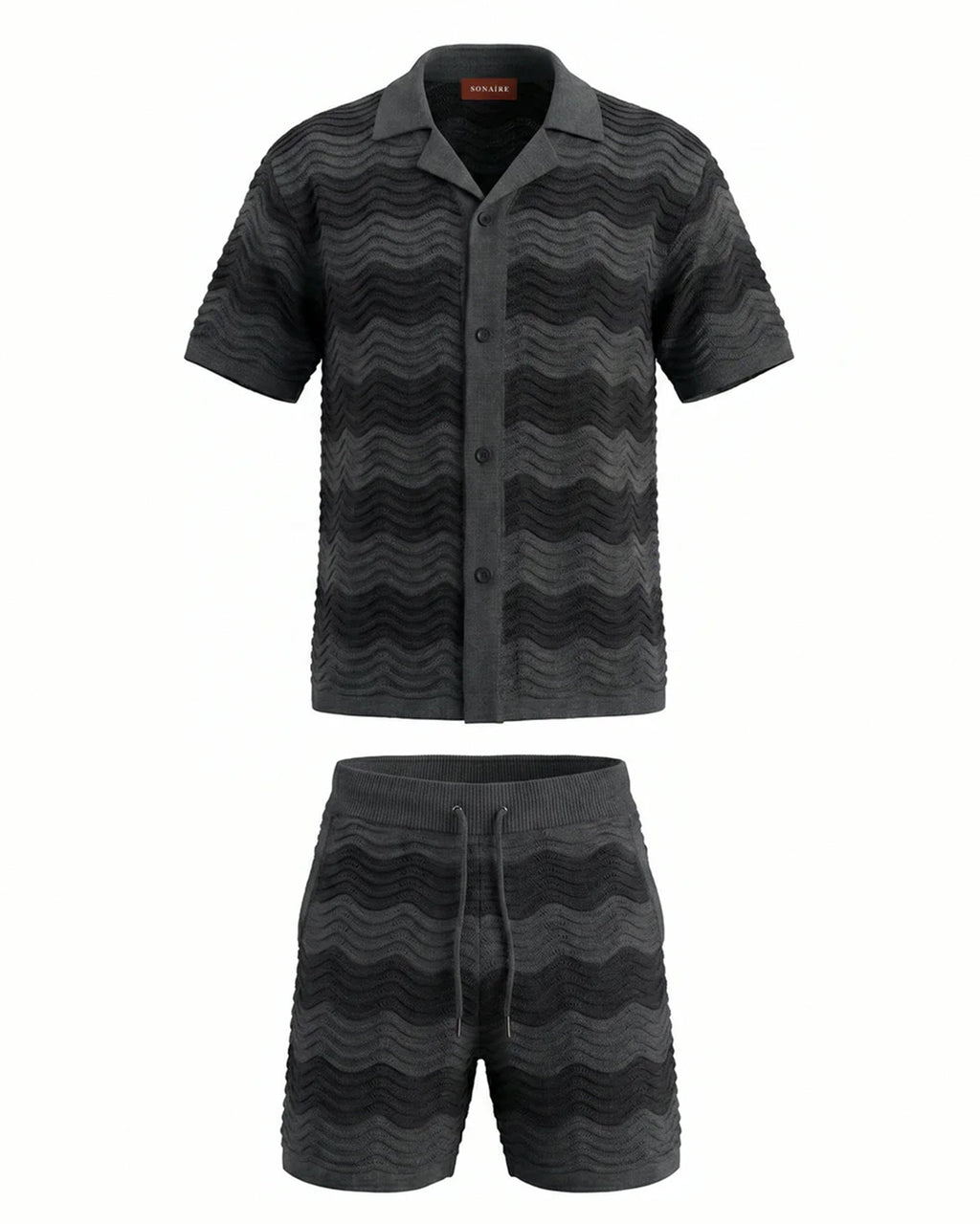 VÉLA CHEVRON KNIT SHIRT - CHARCOAL